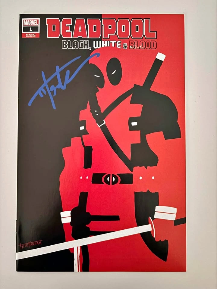 DEADPOOL BLACK, WHITE & BLOOD #1 NM TYLER KIRKHAM SIGNED