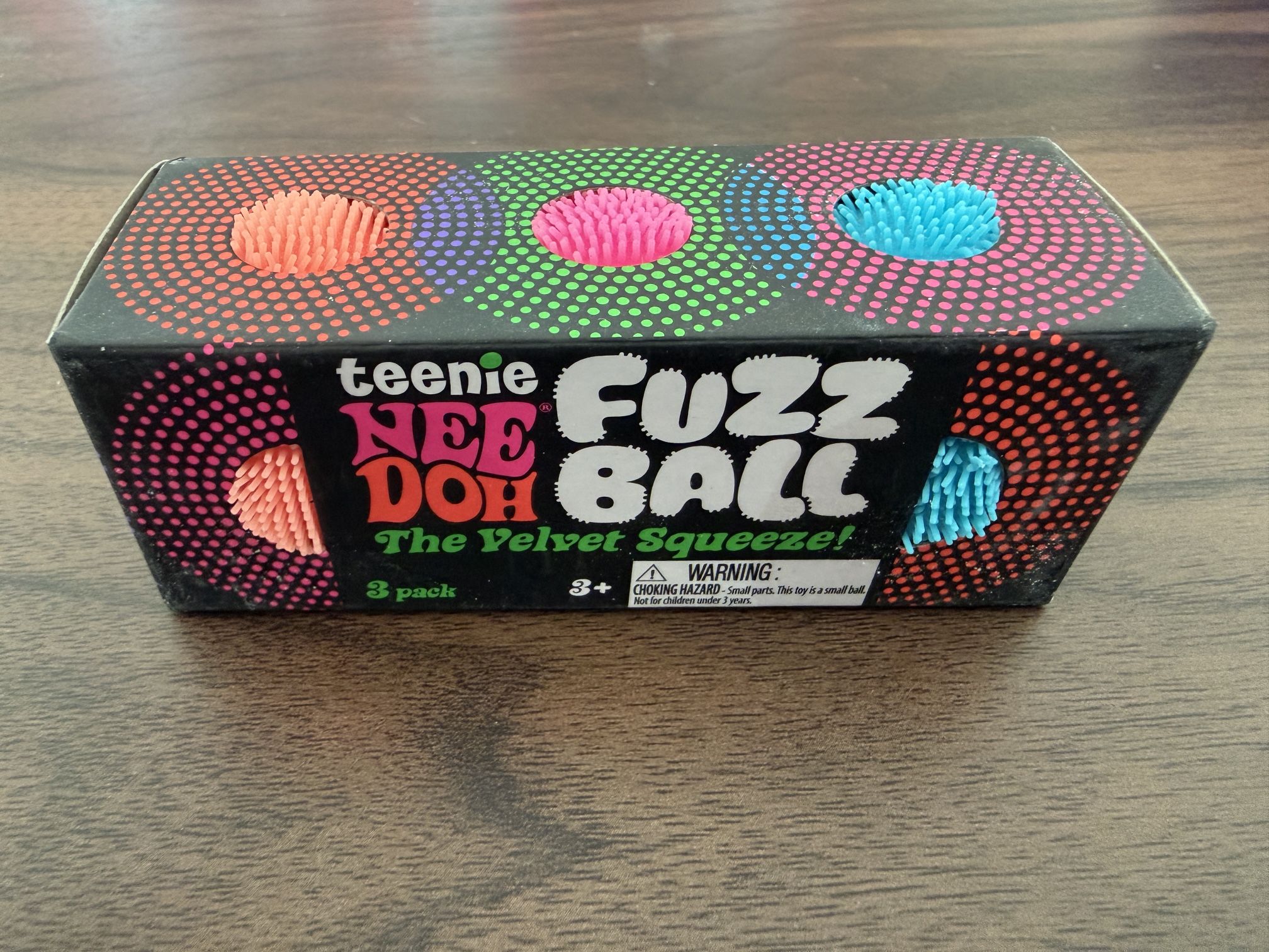 Nee Doh Teenie Fuzz Ball Velvet Squeeze Sensory Toy 3-Pack
