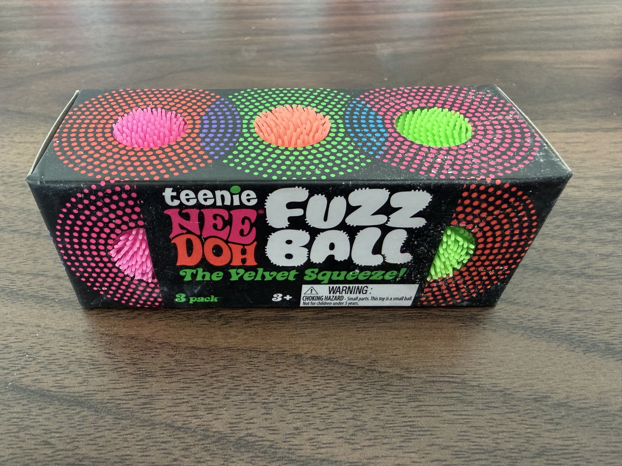 Nee Doh Teenie Fuzz Ball Velvet Squeeze Sensory Toy 3-Pack