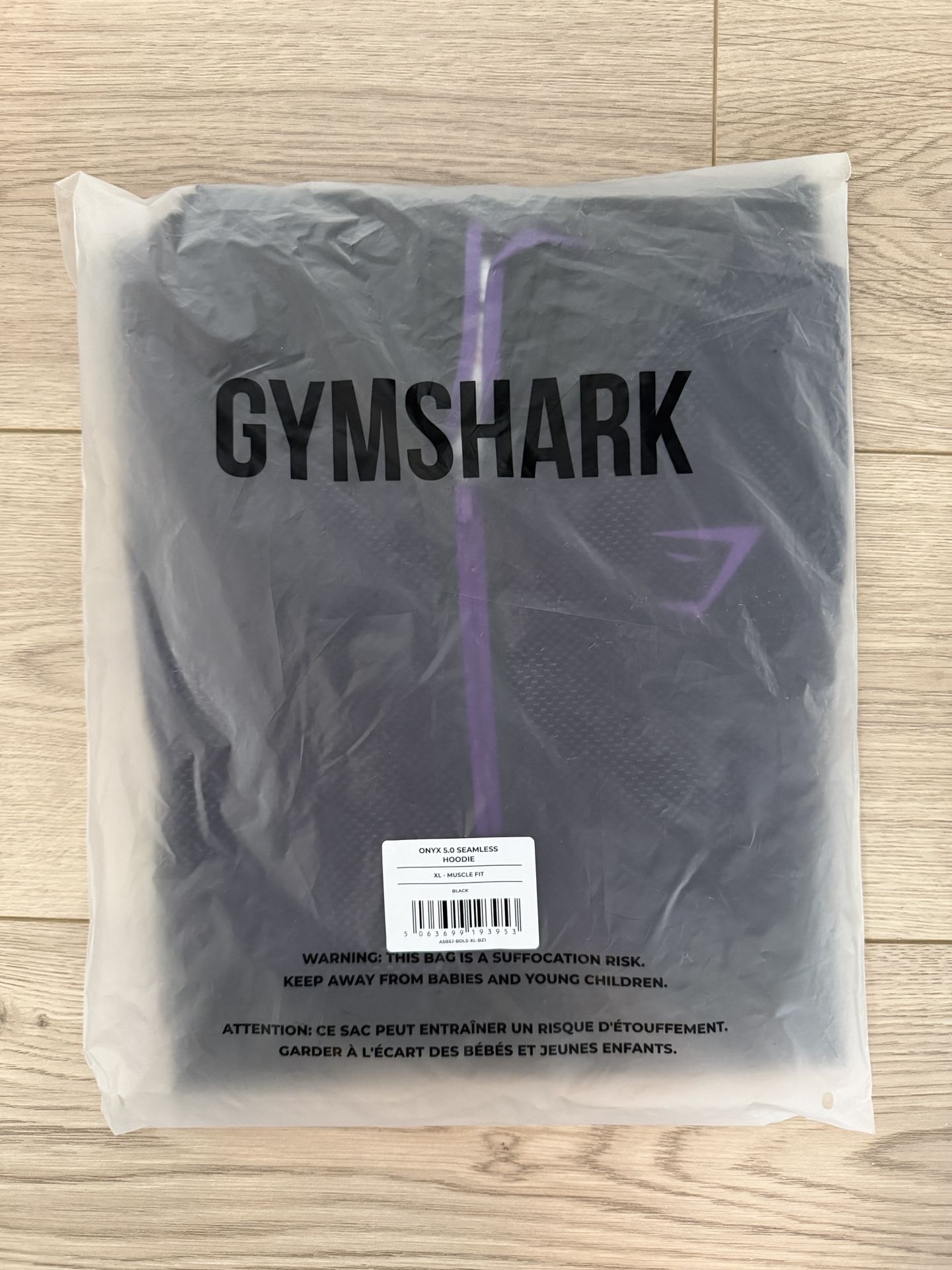 Gymshark Onyx 5.0 Seamless Hoodie - Black/Purple - Size XL