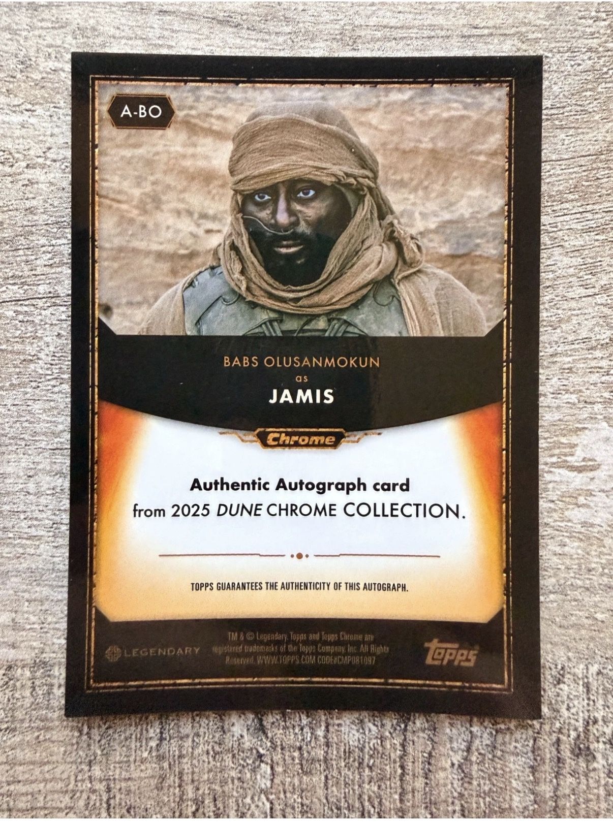 2024 Topps Chrome Dune Jamis Auto Green /99 Babs Olusanmokun - photo 2