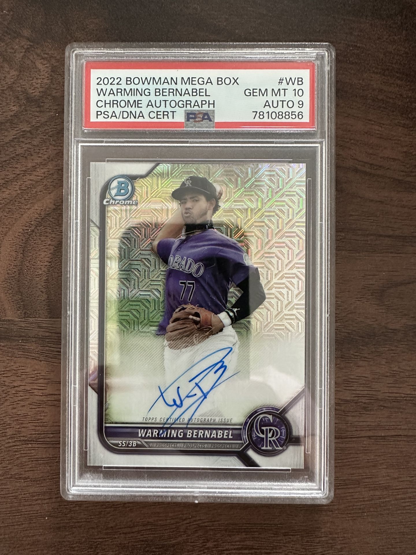 2022 Bowman Mega Box Chrome Mojo Warming Bernabel #BMA-WB PSA 10