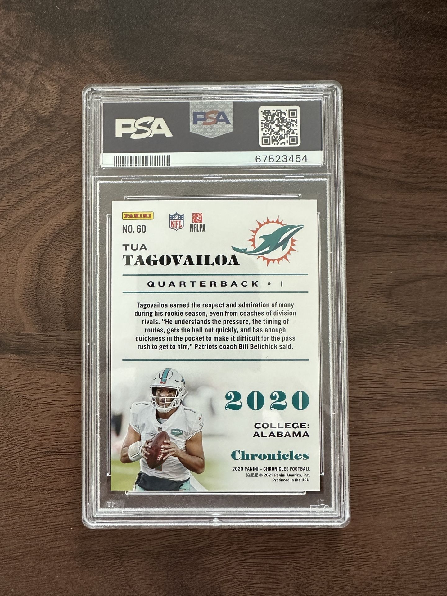2020 Panini Chronicles Tua Tagovailoa #60 Red /199 PSA 9 RC - photo 2