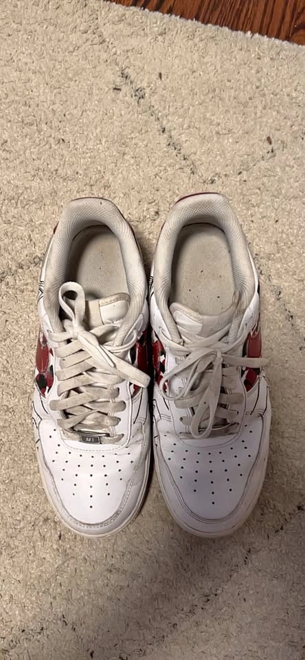 Nike Air Force 1 White Red Black Used Sneakers