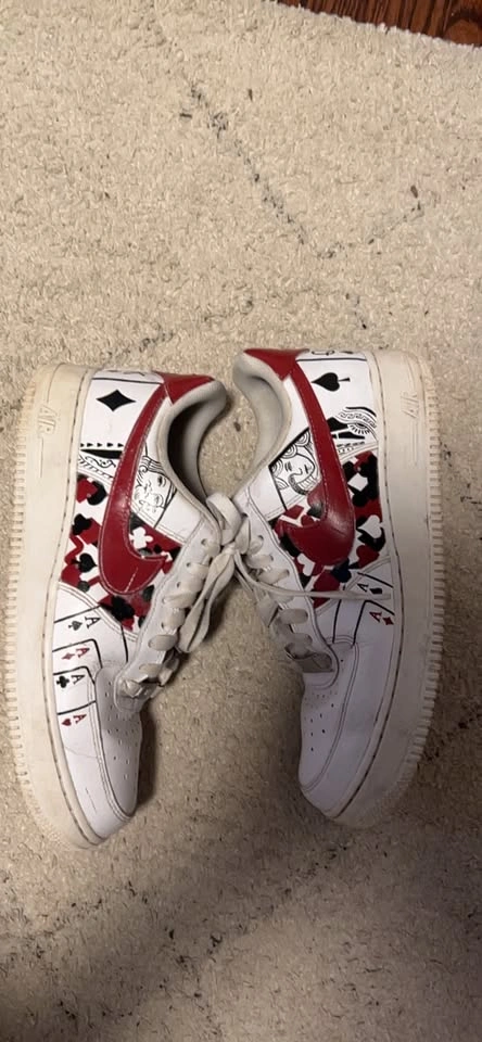 Nike Air Force 1 White Red Black Used Sneakers - photo 2