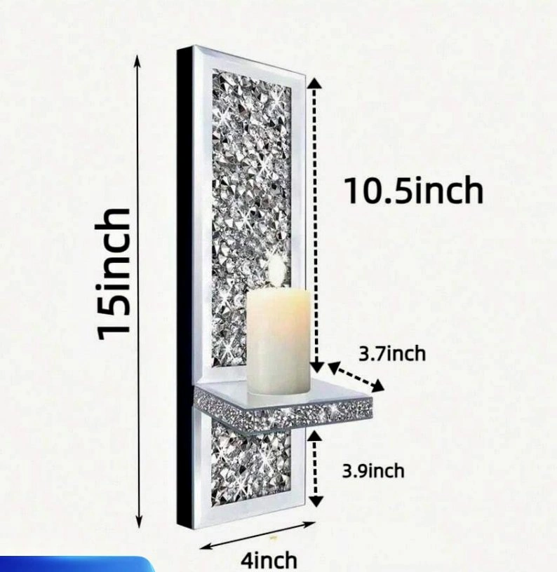 2pcs Candle Wall Lamps, Gorgeous Silver Mirrored Wall Lamps