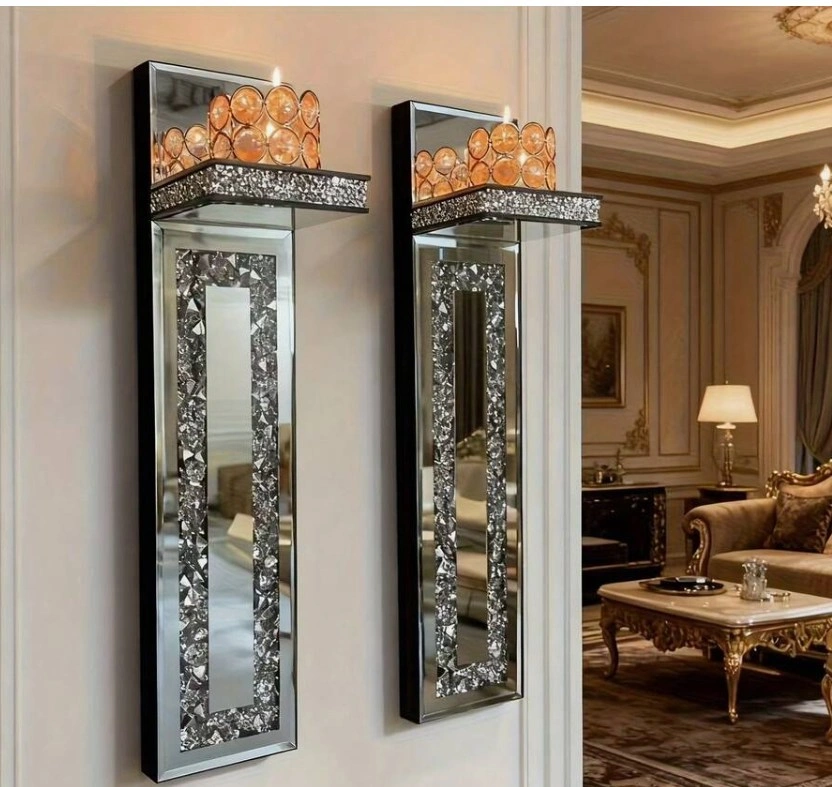 2pcs Candle Wall Lamps, Gorgeous Silver Mirrored Wall Lamps - photo 2