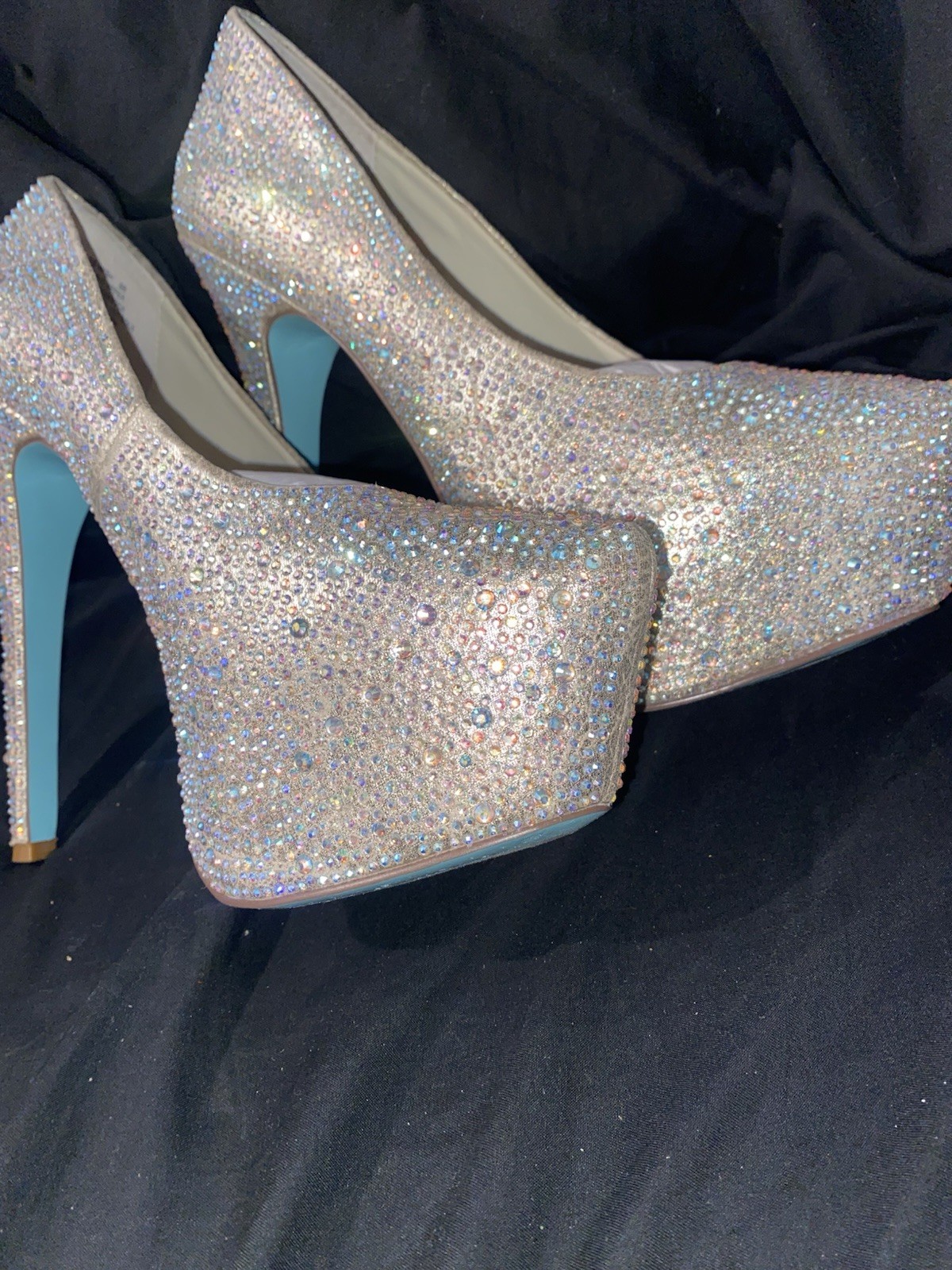 Betsey Johnson Rhinestone Crystal Platform Pumps Heels Size 9 - photo 3