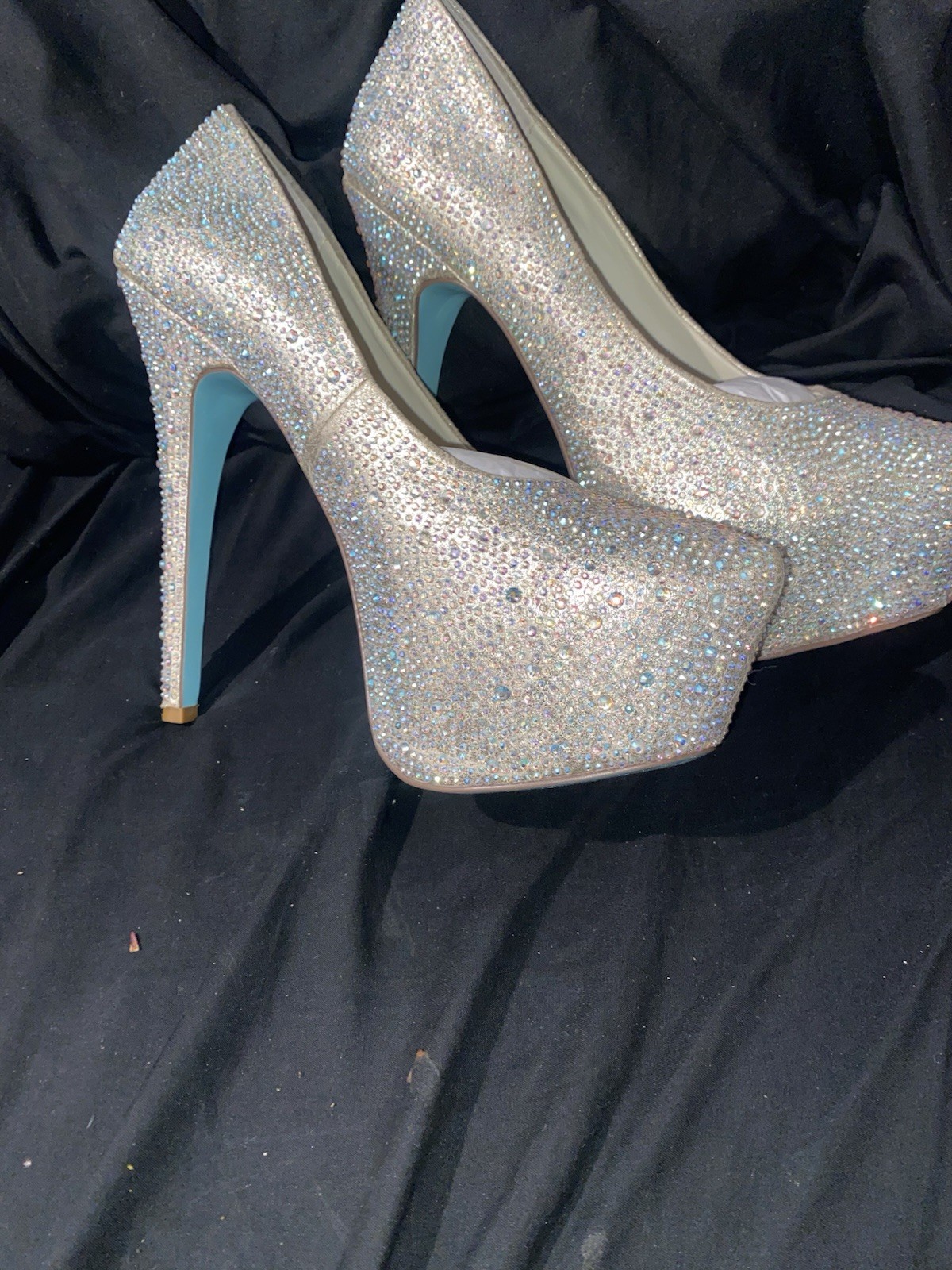 Betsey Johnson Rhinestone Crystal Platform Pumps Heels Size 9 - photo 4
