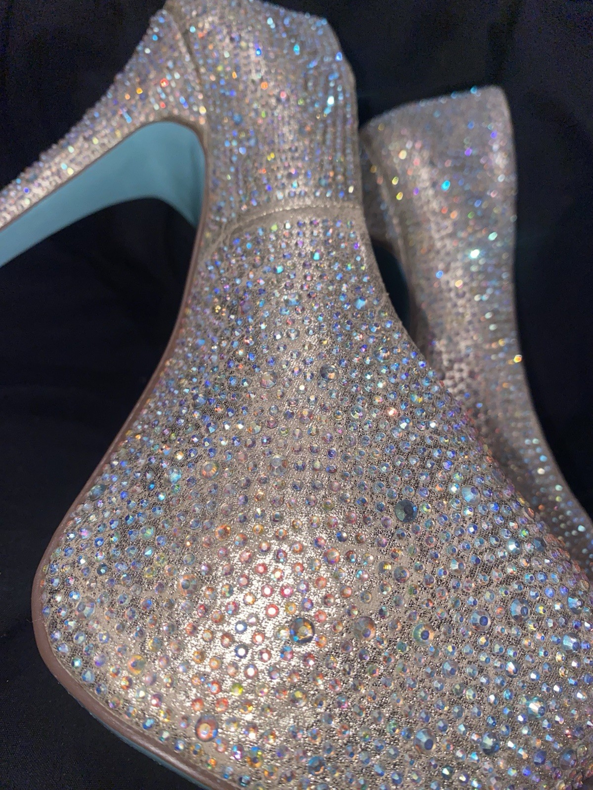 Betsey Johnson Rhinestone Crystal Platform Pumps Heels Size 9 - photo 5