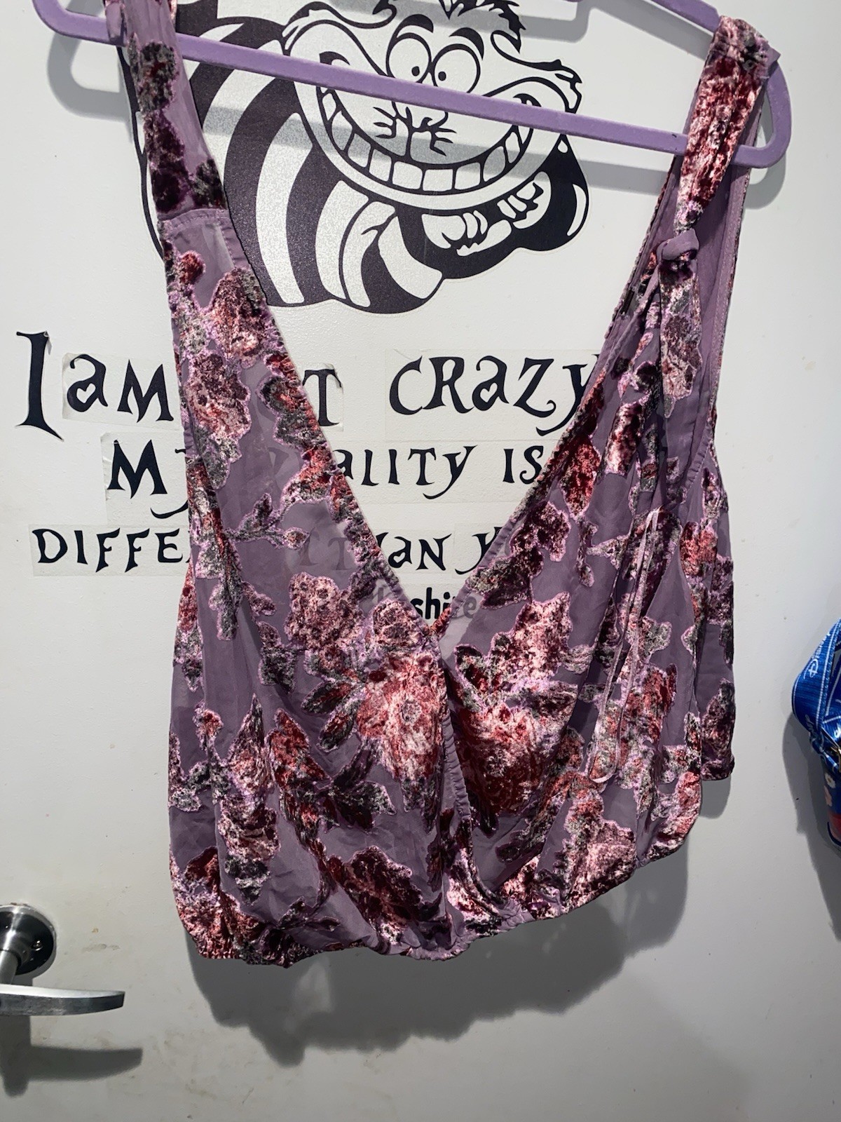 Free People Womens L Velvet Burnout Floral Crop Top Purple - photo 4