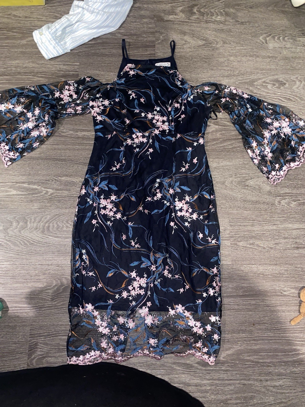 Nanette Lepore Dress Womens 8 Embroidered Floral Cold Shoulder S - photo 2