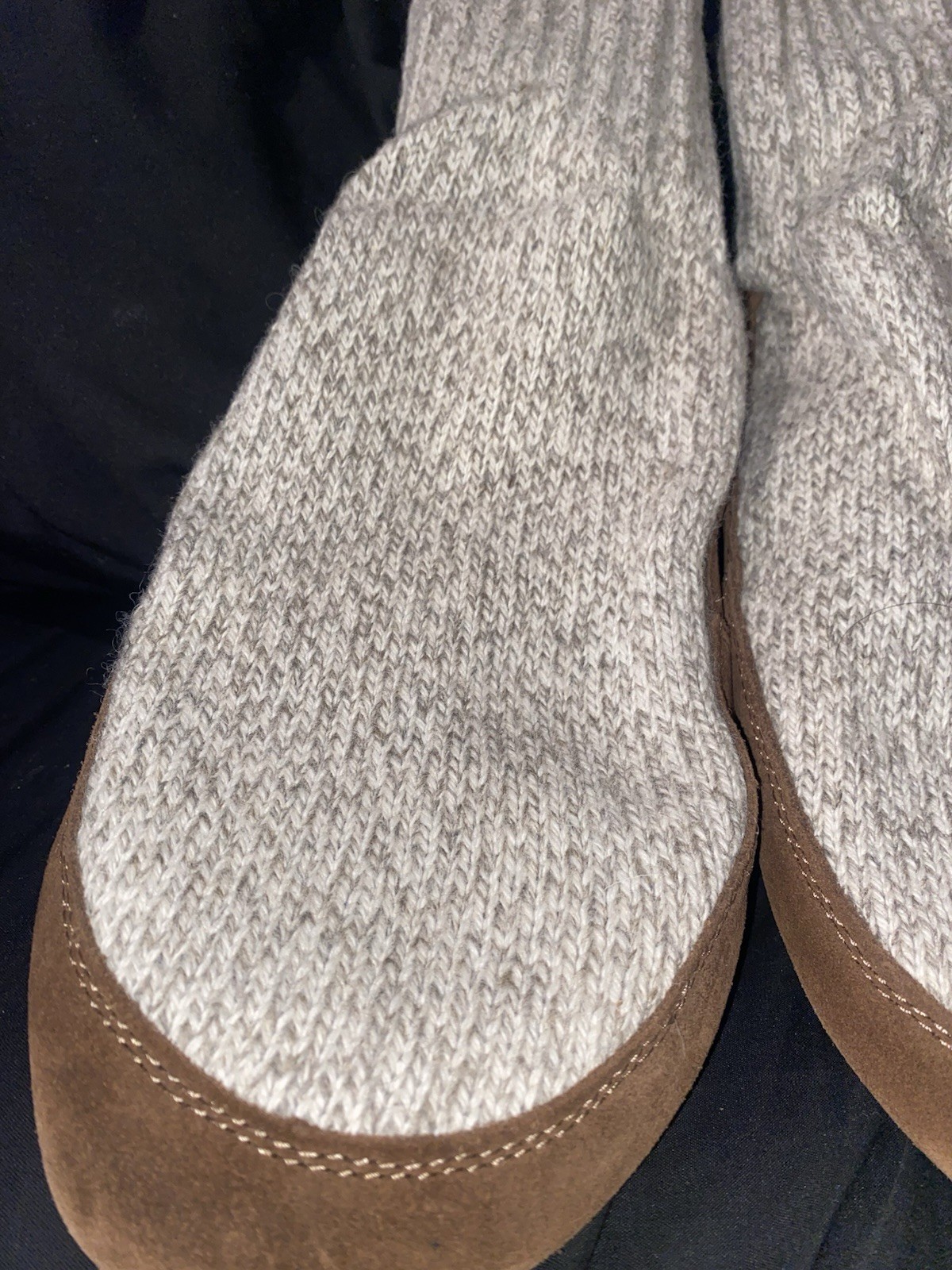 L.L.Bean Sweater Fleece Slipper Socks Womens M Gray Brown - photo 2