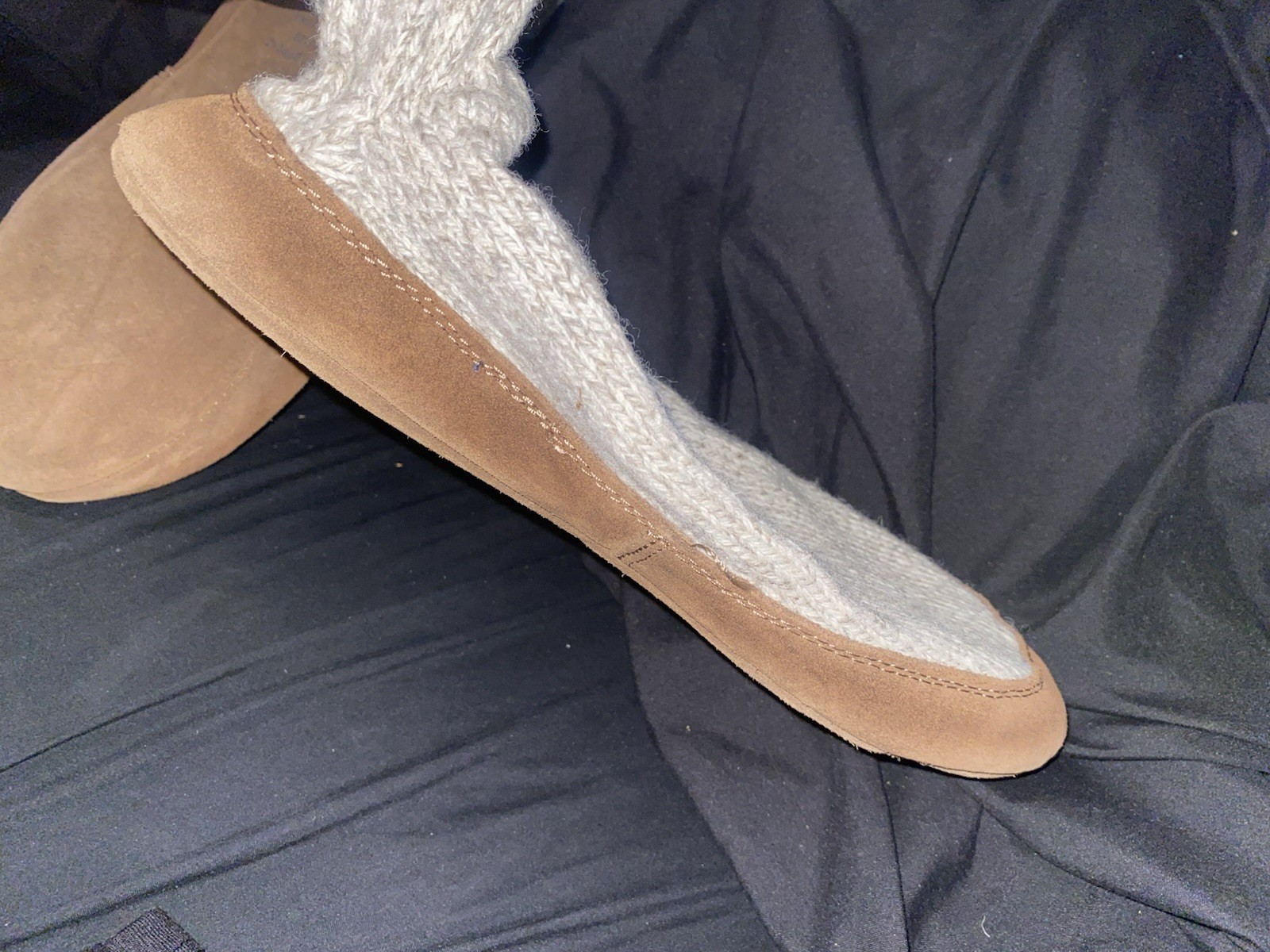 L.L.Bean Sweater Fleece Slipper Socks Womens M Gray Brown - photo 5
