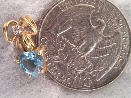 Fine Jewelry Heart Cut Topaz Dangle 10k Gold Bow Earrings - photo 3