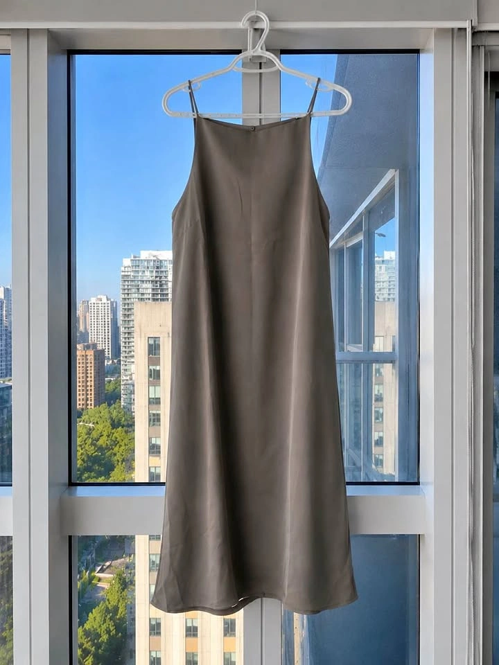 H&M Light Grey/silver silky slip dress