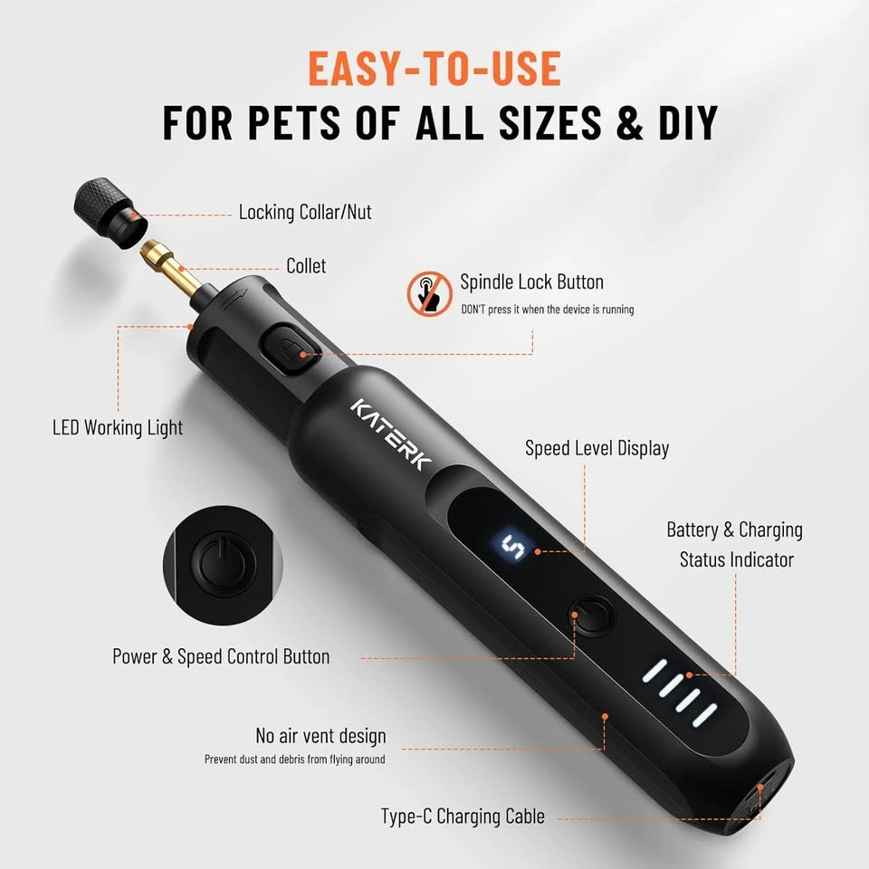 Pet Dog Nail Grinder – 5-Speed Quiet Electric Nail Trimmer Kit - photo 5