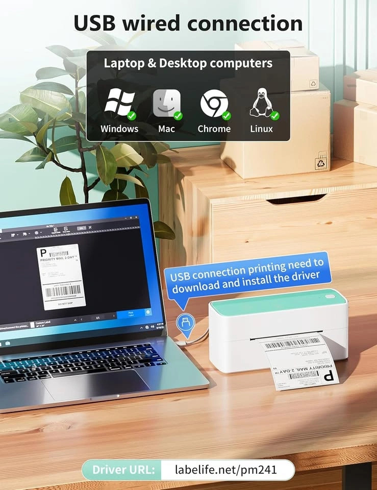 Bluetooth Thermal Shipping Label Printer – Green - photo 3