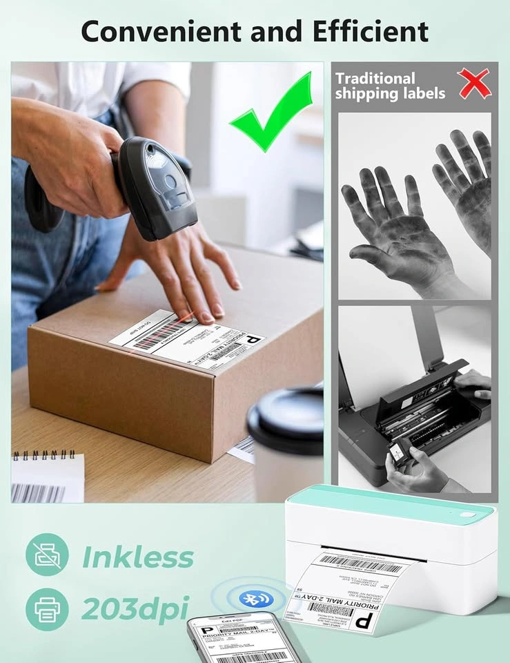 Bluetooth Thermal Shipping Label Printer – Green - photo 4
