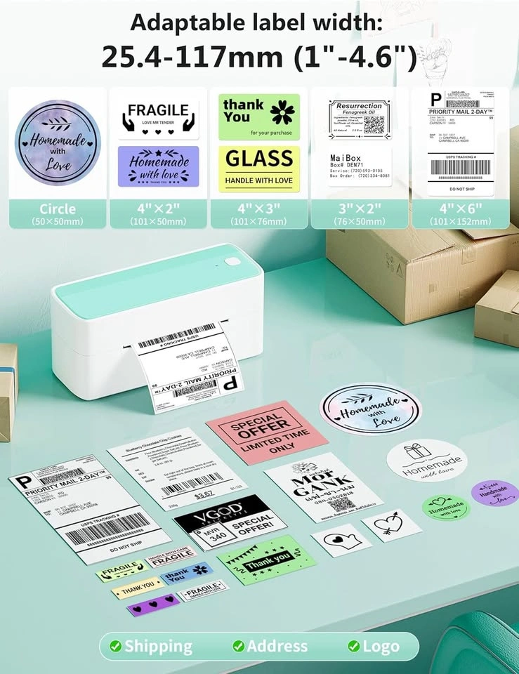 Bluetooth Thermal Shipping Label Printer – Green - photo 5