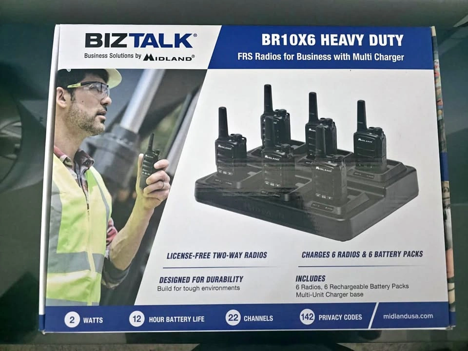 Midland BR10 Heavy-Duty Business Walkie Talkies – 6-Pack – New