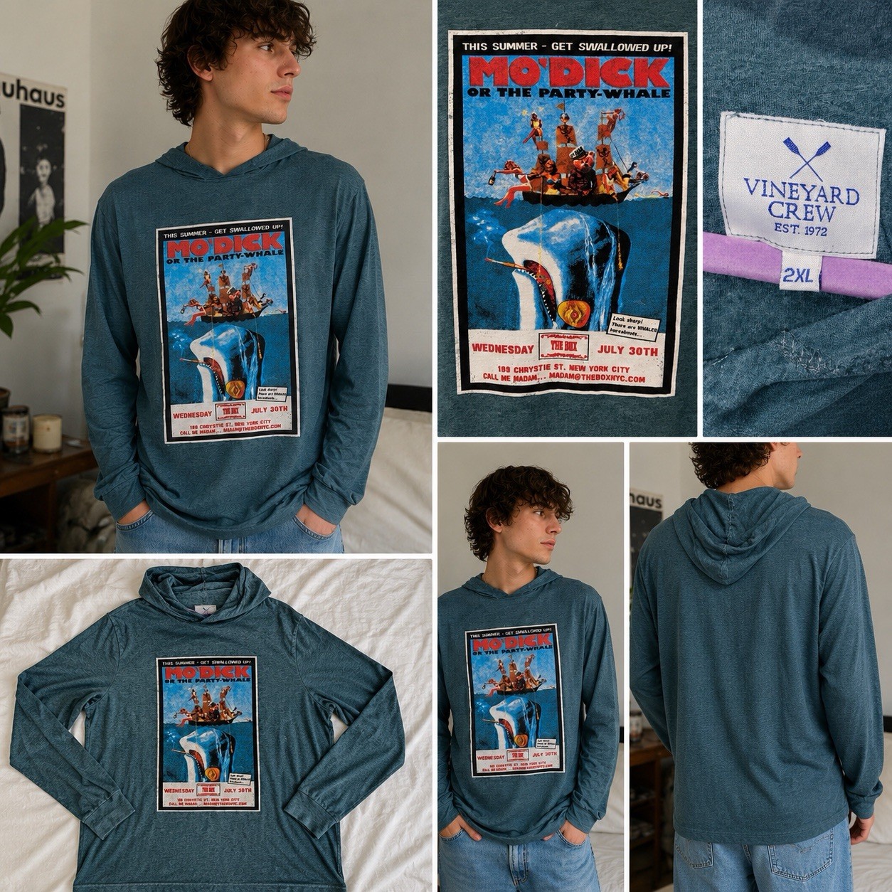 Vineyard Vines 2XL Mo’Dick Party Whale Hooded Long Sleeve Tee