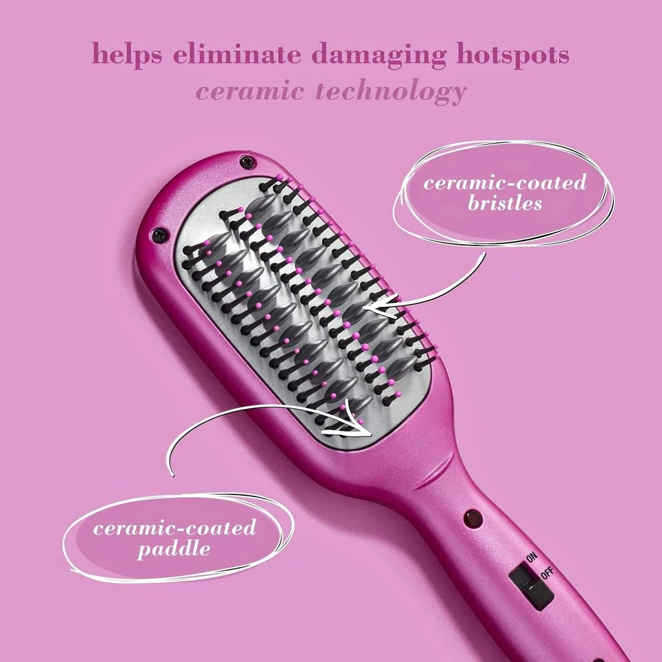 Pink Ceramic Electric Hair Straightening Brush