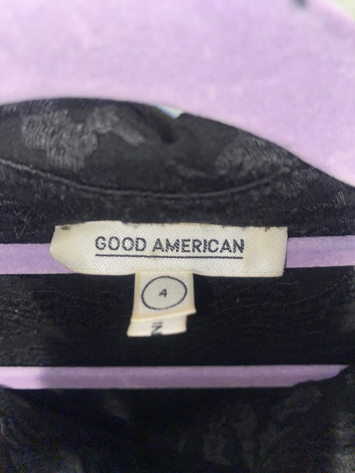 Good American Black Textured Sheer Crop Top Button Front Goth Gr - photo 2