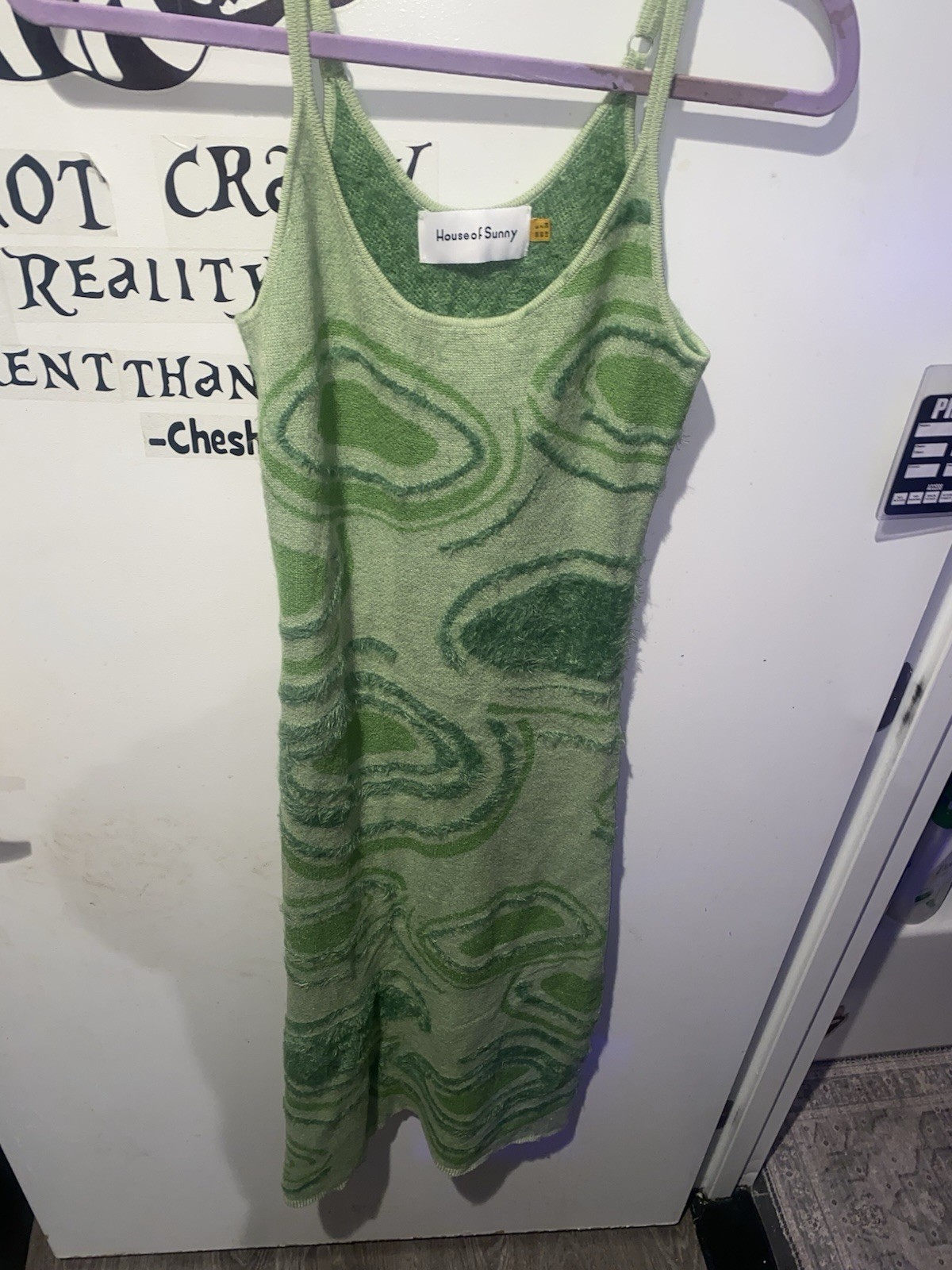 House of Sunny Hockney Dress Lily Pads Green Knit Midi - photo 2