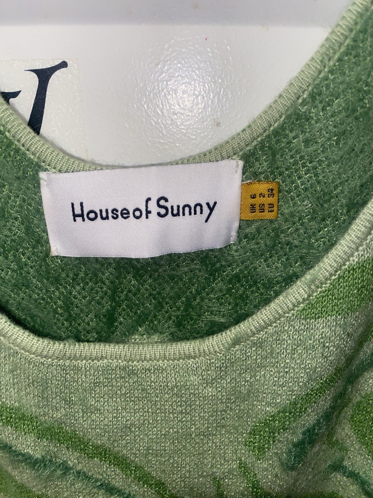 House of Sunny Hockney Dress Lily Pads Green Knit Midi - photo 4