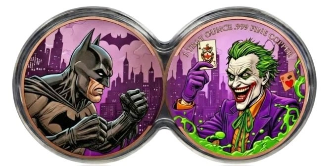 Dual Stack Batman vs Joker 2 x 1oz Copper Collectible in Capsule