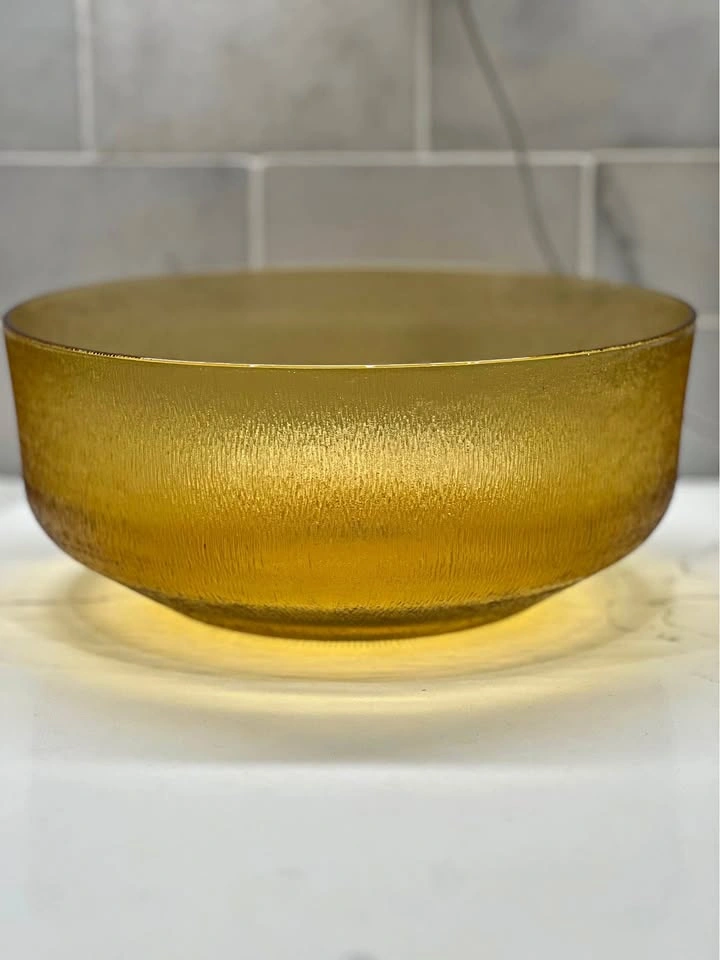 Vintage Indiana Glass "Tree Bark" pattern amber glass bowl