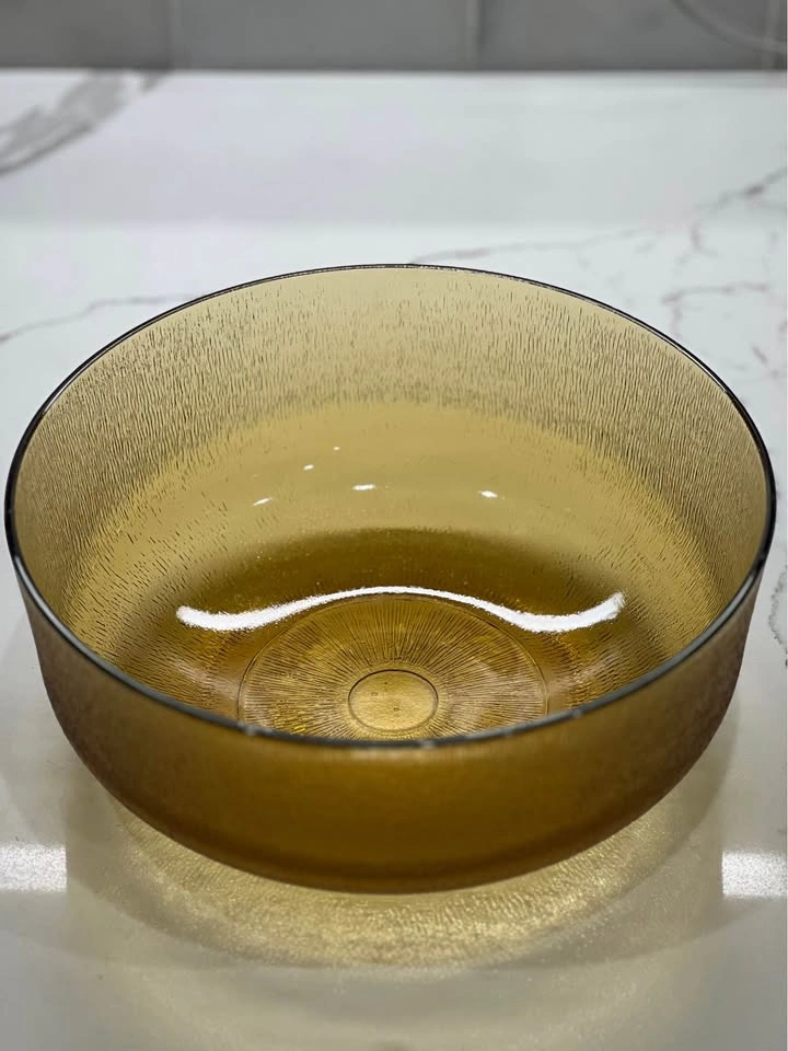 Vintage Indiana Glass "Tree Bark" pattern amber glass bowl - photo 2