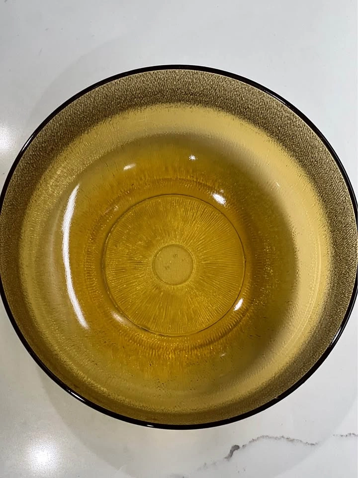 Vintage Indiana Glass "Tree Bark" pattern amber glass bowl - photo 3