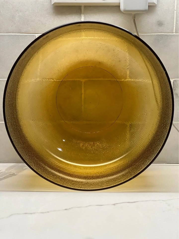 Vintage Indiana Glass "Tree Bark" pattern amber glass bowl - photo 4