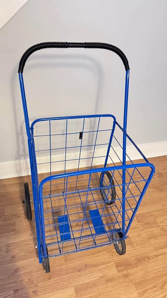 Blue Metal Folding Shopping Cart - photo 2