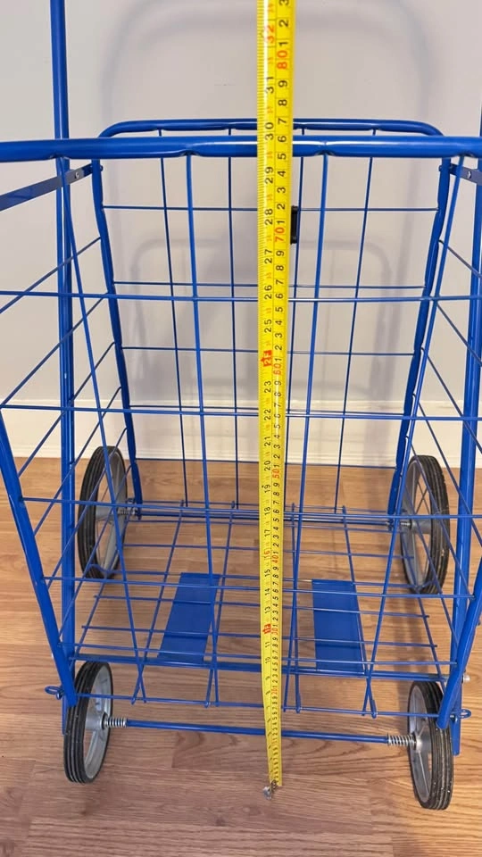 Blue Metal Folding Shopping Cart - photo 3