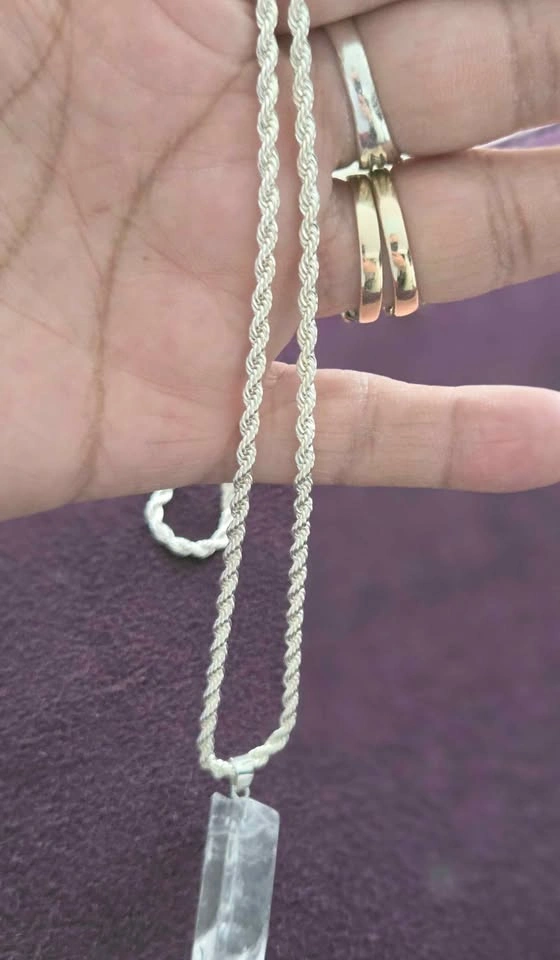 925 sterling silver rope chain w/ crystal pendant - photo 2