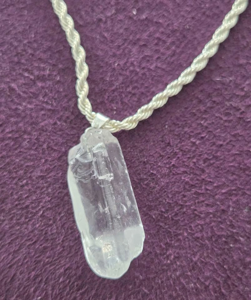 925 sterling silver rope chain w/ crystal pendant - photo 4