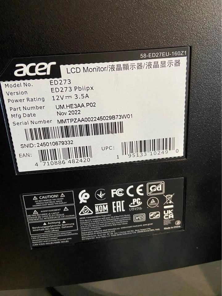 Acer 27" curved gaming monitor - photo 3