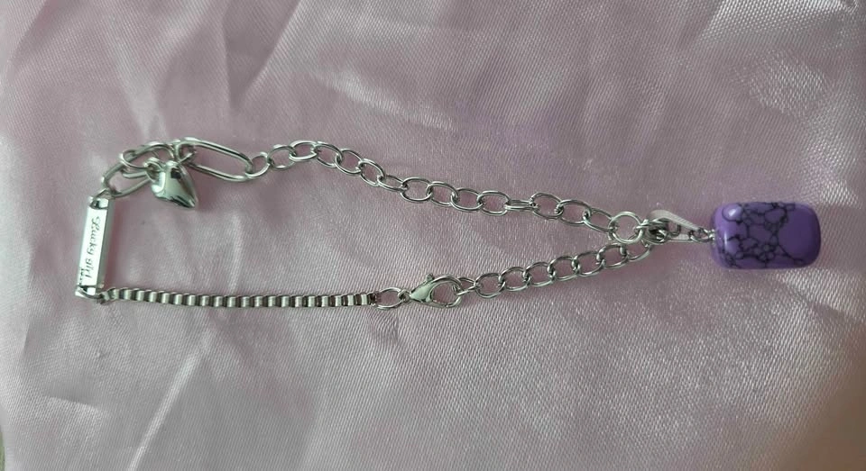 Silver 9.25 ankle bracelet with quartz pendant - photo 2
