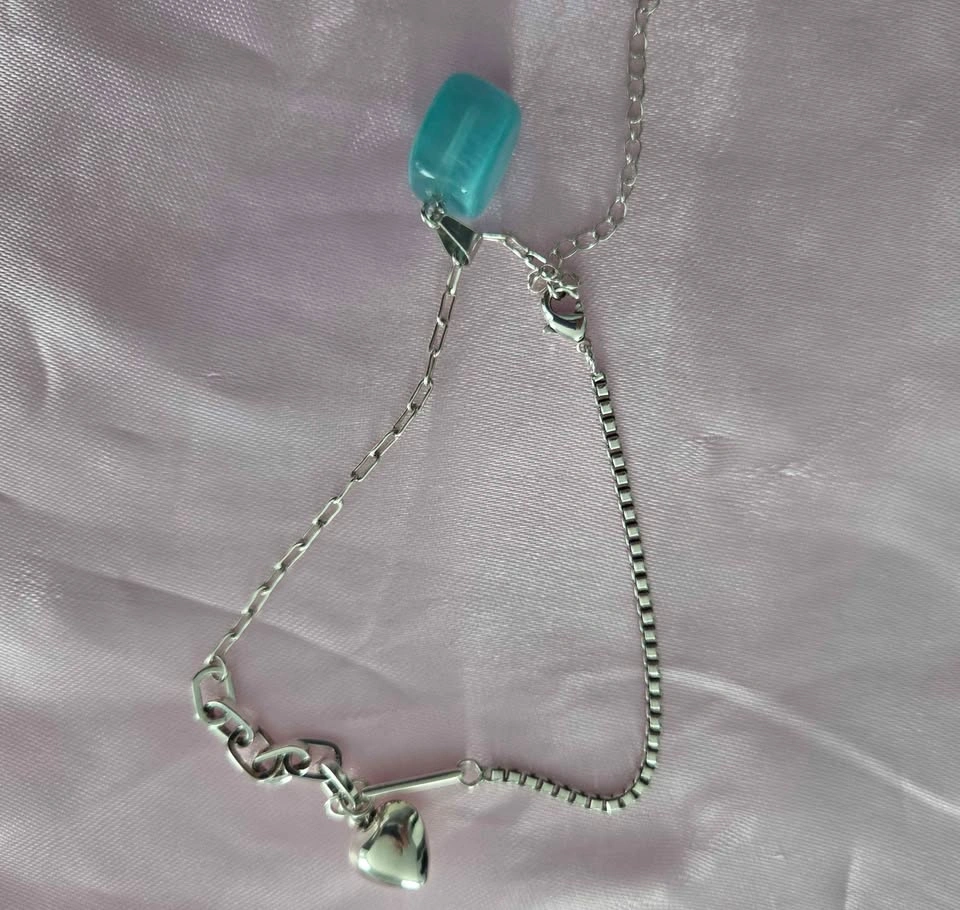Silver 9.25 ankle bracelet with quartz pendant - photo 3