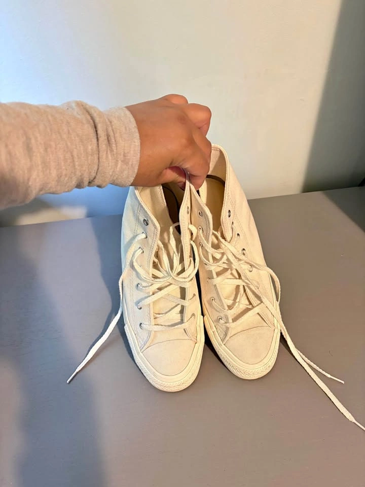 Cream Canvas High-Top Converse