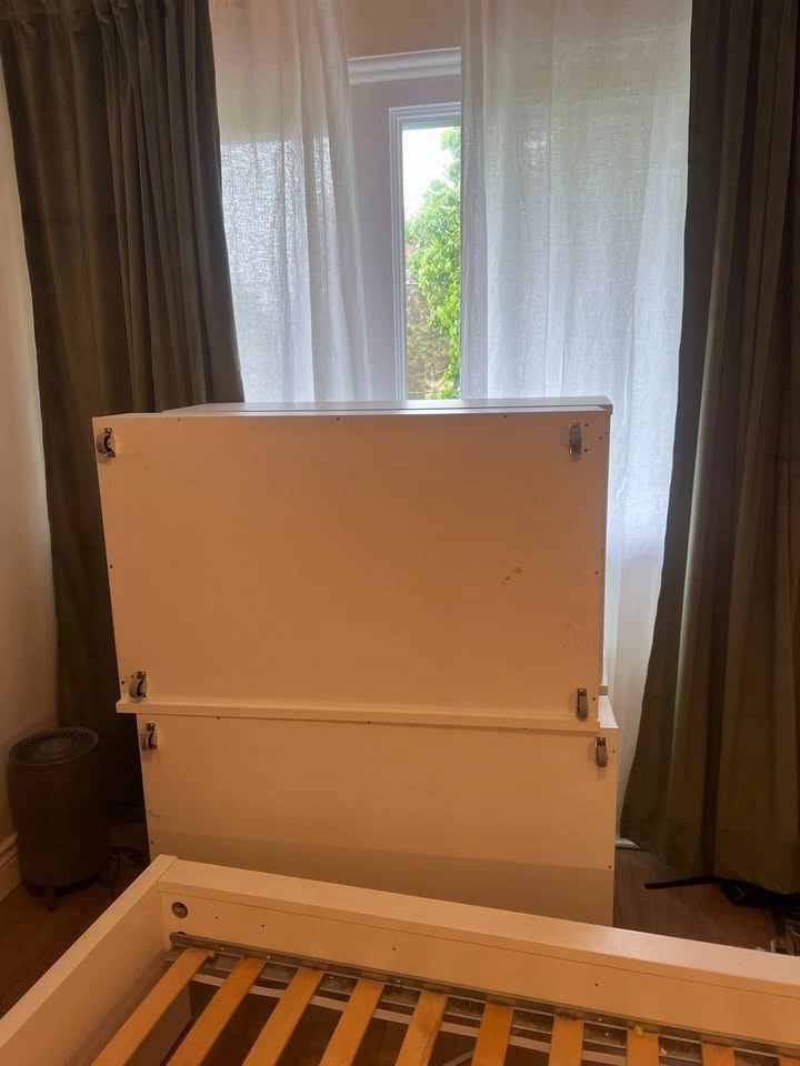 MALM Bed frame, high, w 4 storage boxes, white/Luröy, Queen - photo 3