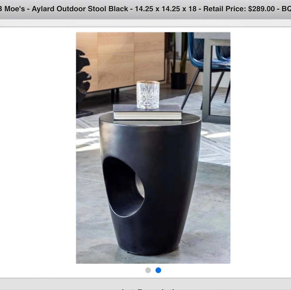 BNIB Moe’s outdoor Concrete black end table or stool