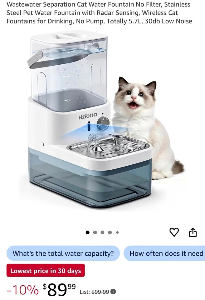 Wastewater Separation Cat Water Fountain No Filter