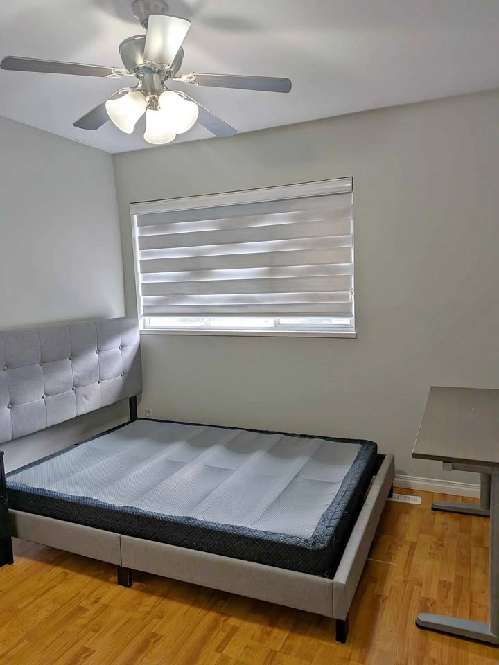 Grey Upholstered Queen Bed Frame with Tufted Headboard