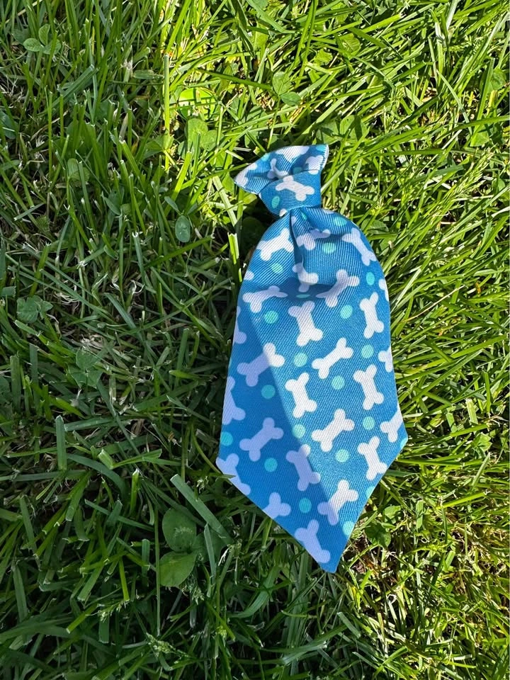 Cute Pet Tie Blue Bone Pattern