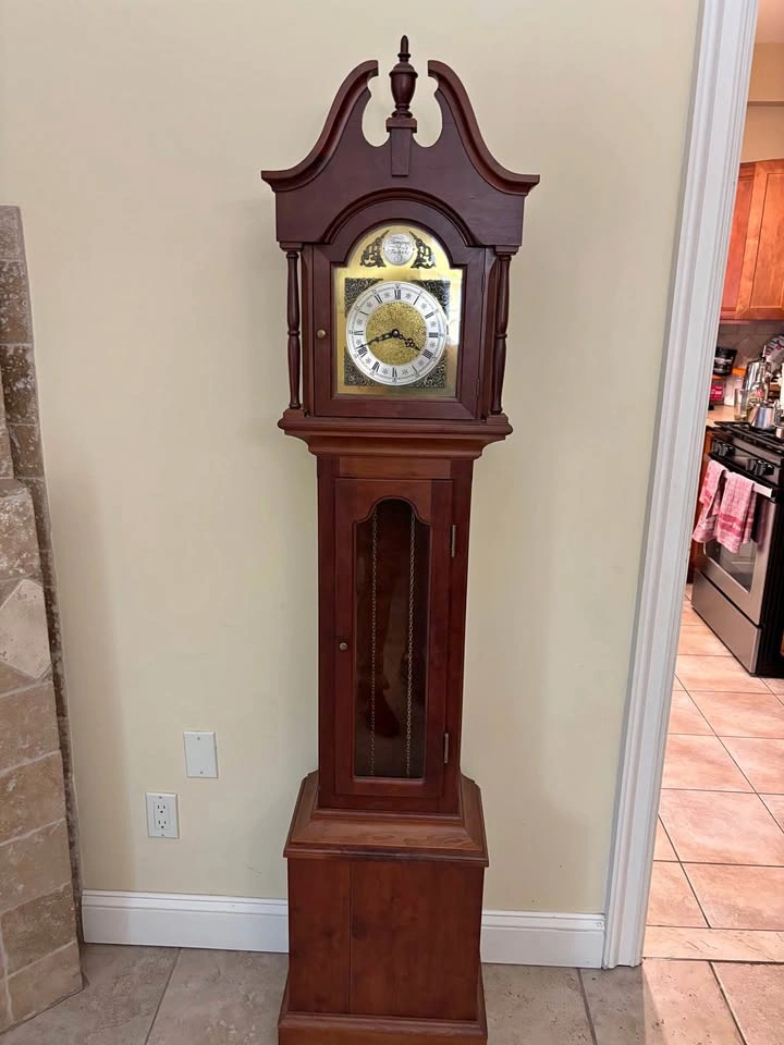 Vintage Tempus Fugit Grandfather Clock - wood case