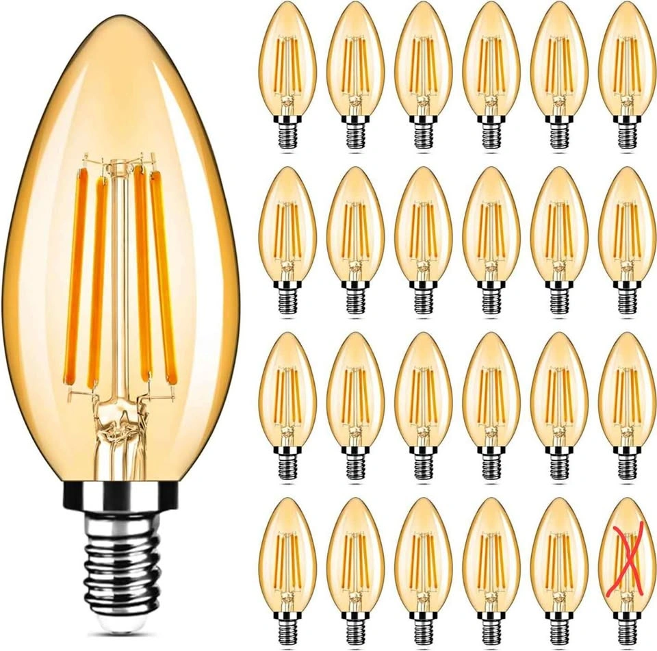 23-Pack Dimmable E12 LED Candelabra Bulbs – Amber Warm White
